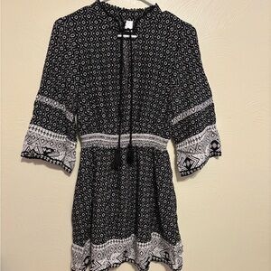 H&M Black and White Patterned Mini Dress